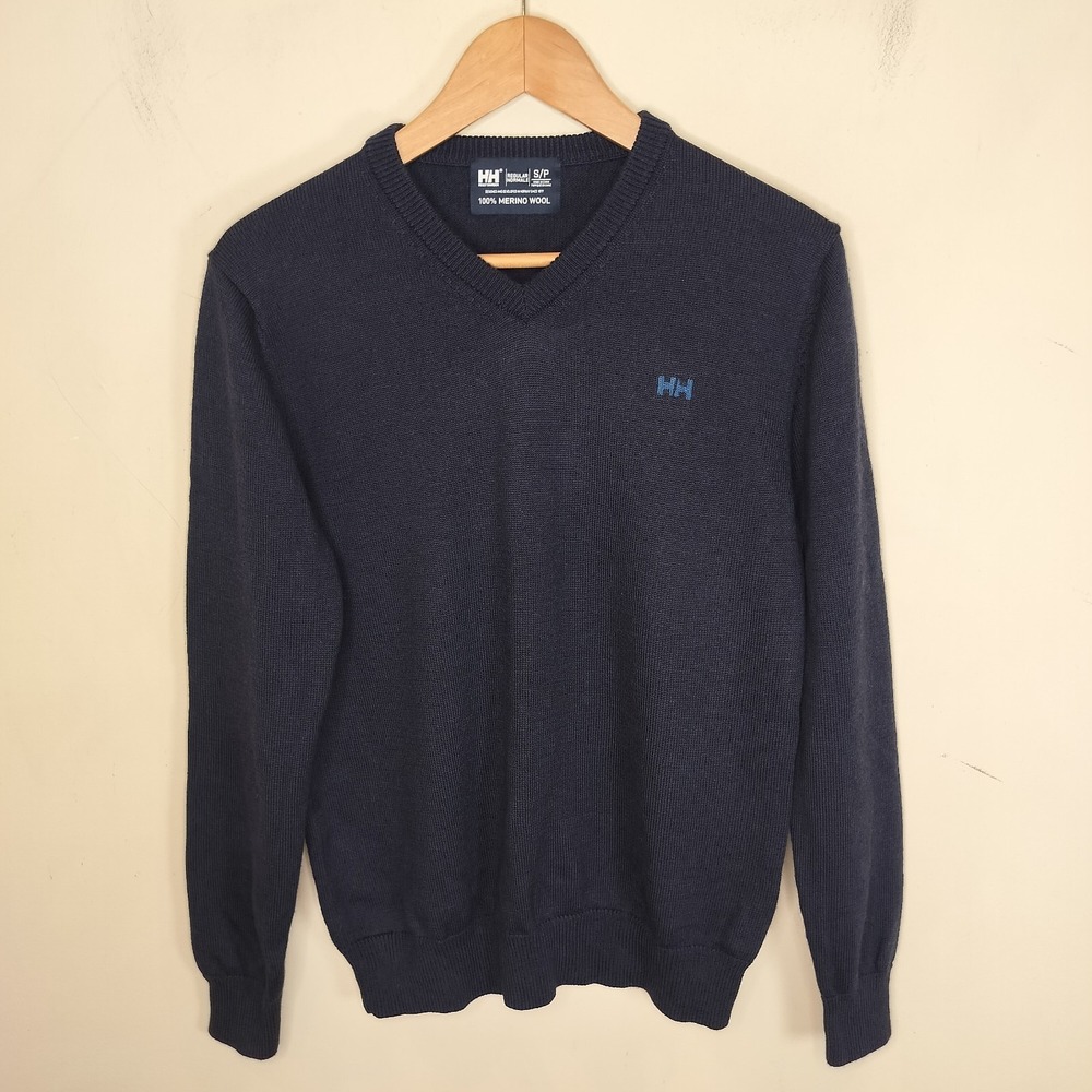 Helly Hansen Merino Wool Sweater Navy V Neck Pullover